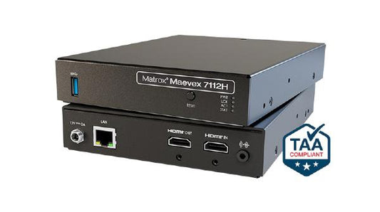 Matrox Maevex 7112H Single 4K60 AVC/H.264 and HEVC/H.265 Encoder, 1x 3840x2160 @60Hz, 1x HDMI 2.0, 1x RJ45, 1x USB 3.0, 3 YR WTY