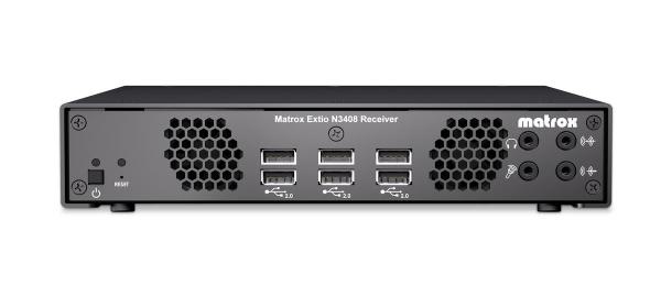 *EX DEMO* Matrox Extio 3 N3408 Receiver Appliance, 1x 3840x2160@60Hz / 4x 1920x1200@60Hz, 4x DisplayPort, 2x USB 2.0, 1x RJ45, 6 MONTH WTY
