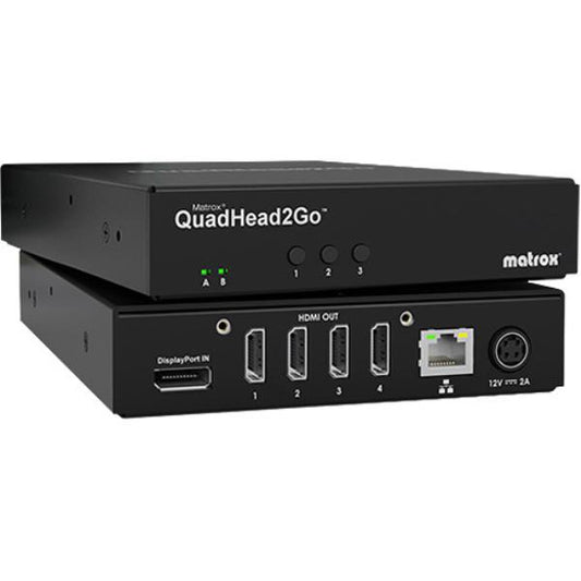 Matrox QuadHead2Go Q185 DisplayPort Multi-Monitor Controller Appliance, 1x DisplayPort 1.2, 4x HDMI, 1x RJ45, 3 YR WTY