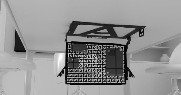 Atdec Device Storage Hinged Panel for Under Desks and Tables. Max Load: 8kg. Universal Mounting for Devices. Black