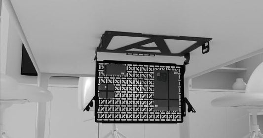 Atdec Device Storage Hinged Panel for Under Desks and Tables. Max Load: 8kg. Universal Mounting for Devices. Black