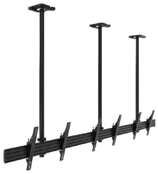 Atdec 2x1 ceiling menu board mount, triple pole, 3m rail, tilting angle. Max load per display: 50kg