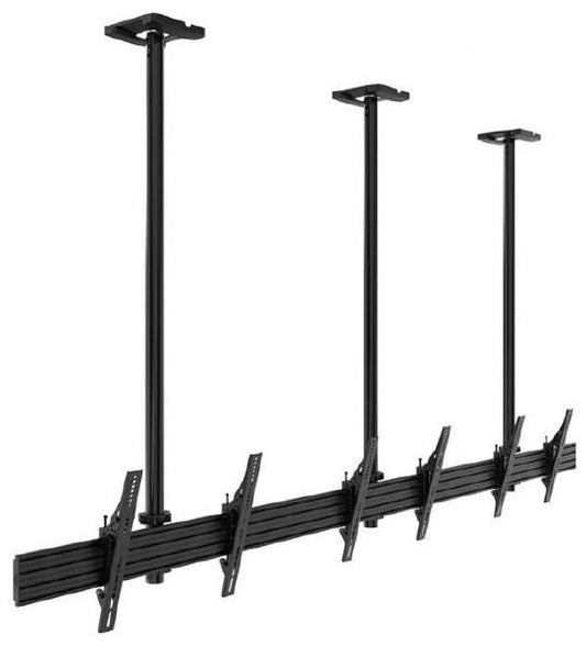 Atdec 2x1 ceiling menu board mount, triple pole, 3m rail, tilting angle. Max load per display: 50kg