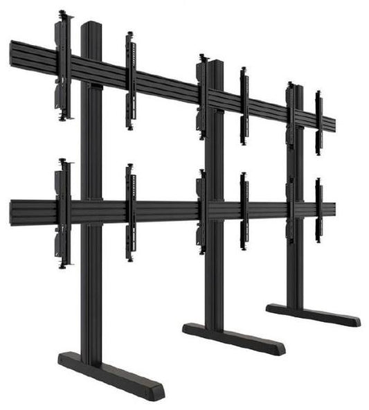 Atdec ADBS-3X2-30MFB 3x2 Freestanding Video Wall Mount. Max load per display: 50kg. Universal VESA to 400 high. Black