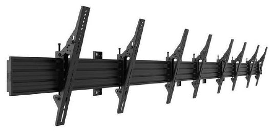 Atdec 4x1 wall menu board mount (3.9m rail), tilting angle. Max load per display: 50kg