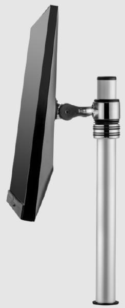 Atdec Single Monitor Short Arm Mount on Post. Max load: 8kg. VESA up to 100x100. Polished Silver.