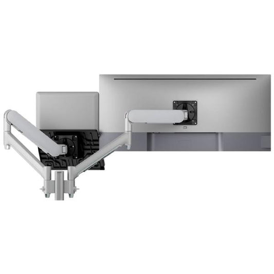 Atdec AWMS-2-ND13 Laptop-Monitor Combo Mount on 135mm Post. Max Load: 8kg, Bolt-Through Desk Fixing, VESA up to 100x100. Silver