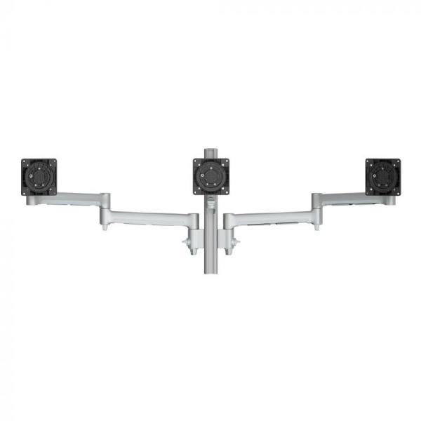 Atdec AWMS-3-13714 Triple Monitor Arms + 400mm Post / 12kg (26.5lb) Flat Screens, 10kg (22lb) Curved Screens + C Clamp Desk Fixing, Silver