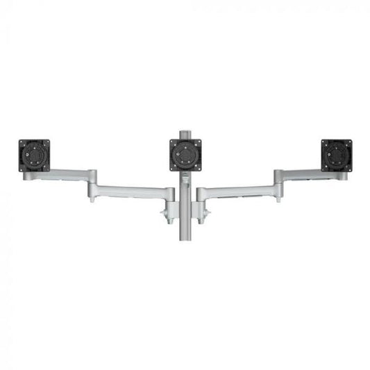 Atdec AWMS-3-13714 Triple Monitor Arms + 400mm Post / 12kg (26.5lb) Flat Screens, 10kg (22lb) Curved Screens + Grommet Clamp Desk Fixing, Silver