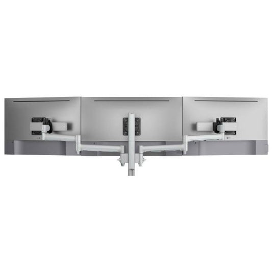Atdec AWMS-3-137S4 Triple Monitor Arms with Sliders on 400mm Post. C-Clamp Desk Fixing, VESA up to 100x100, Silver