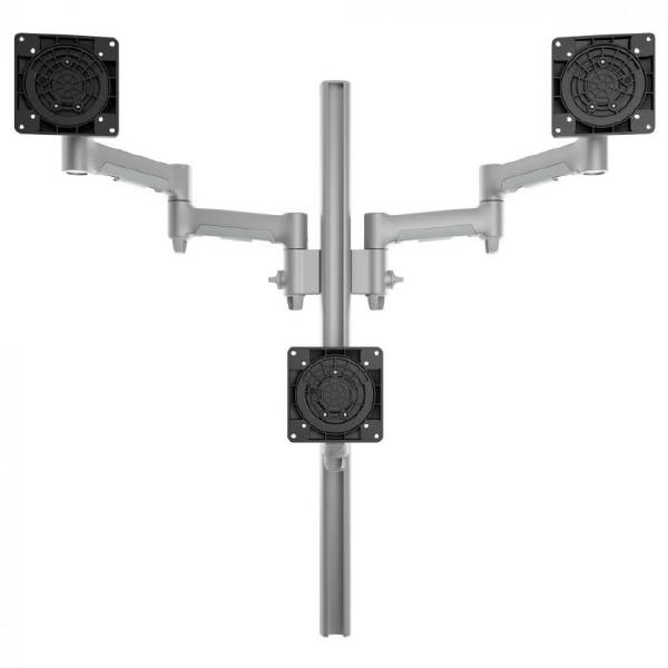 Atdec AWMS-3-TH467 Triple Monitor &quot;Stack&quot; Desk Mount and Grommet Clamp Desk Fixing, Silver