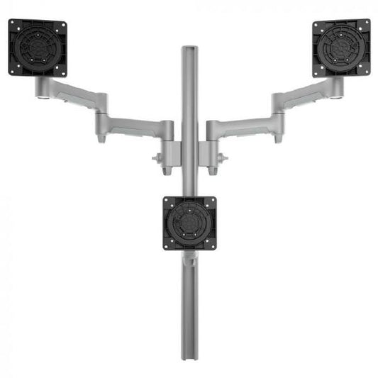 Atdec AWMS-3-TH467 Triple Monitor &quot;Stack&quot; Desk Mount and Heavy-Duty F Clamp Desk Fixing, Silver