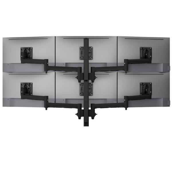 Atdec AWMS-6-13717 Hex Monitor Mount on 750mm Post. Max Load: 12kg (Flat) 10kg Curved Per Screen, Grommet Clamp Desk Fixing, Black