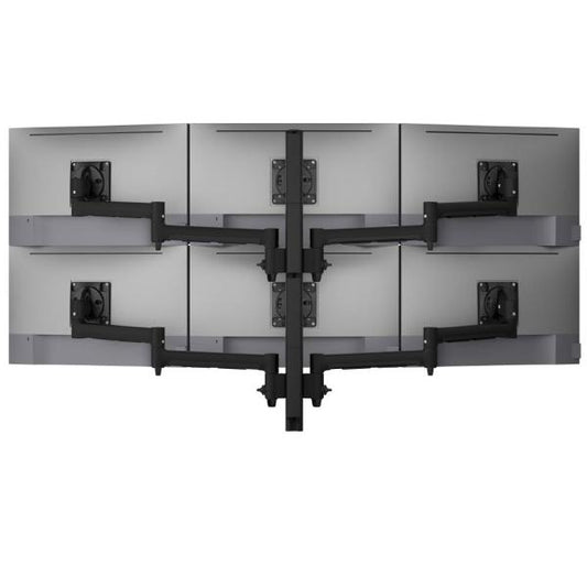 Atdec AWMS-6-13717 Hex Monitor Mount on 750mm Post. Max Load: 12kg (Flat) 10kg Curved Per Screen, Grommet Clamp Desk Fixing, Black