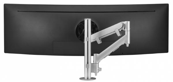 Atdec AWMS-HX40 Heavy Duty Dynamic Arm on Post. Max Load: 6-14kg (Flat) 12kg (Curved), Heavy Duty F-Clamp Desk Fixing, Silver