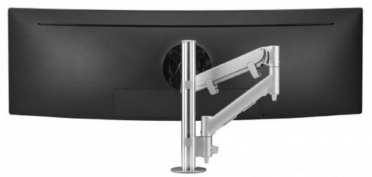 Atdec AWMS-HX40 Heavy Duty Dynamic Arm on Post. Max Load: 6-14kg (Flat) 12kg (Curved), Heavy Duty F-Clamp Desk Fixing, Silver