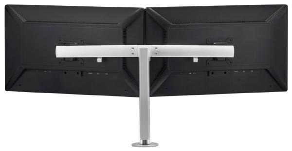 Atdec Black AWMS-R40 Dual display crossbar on 400mm post. Max load: 7kg per arm with HD F-Clamp - Dual display desk mount for up to two 27&quot; monitor