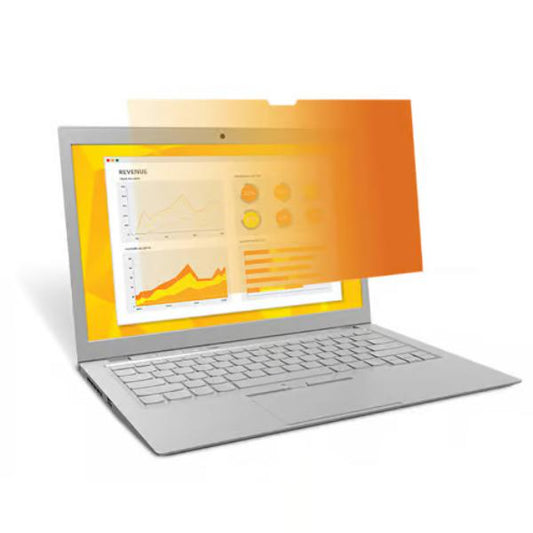 3M Gold Privacy Filter, 13.3&quot;, 16:9, Laptop, Blue Light Reduction, For Raised Bezel, Gold-To-Black, COMPLY Flip Attach Set, Adhesive Strips