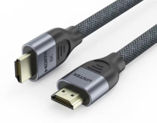 Unitek 1M Male to Male 8K HDMI 2.1 Braided Cable, 60Hz, Ultra High-Speed Up to 48Gbps, Black, Unitek Gift Box
