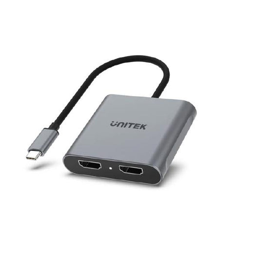 Unitek USB-C to Dual HDMI 4K Adapter, 60Hz with MST for Windows Devices, Grey
