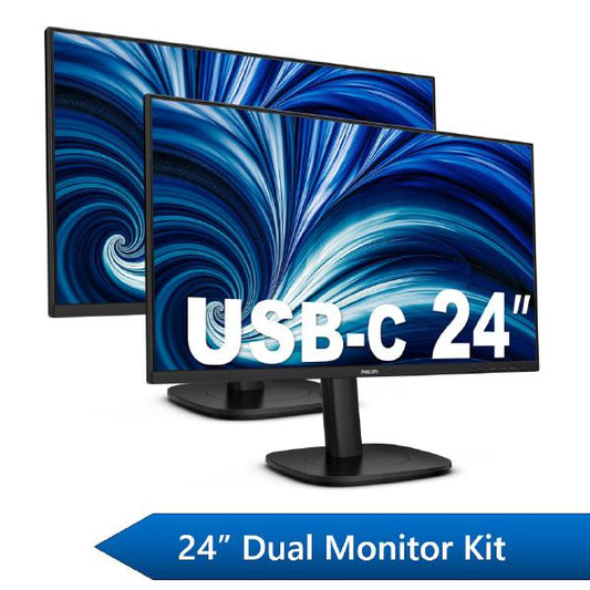 Philips 24&quot; Business Dual Monitor Docking Kit, 1x 24&quot; FHD Business Monitors &amp; 1x 24&quot; FHD USB-C Docking Business Monitor
