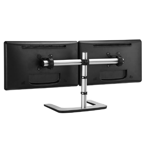 Atdec VFS-DH Dual Horizontal Freestanding Mount, For Displays 24&quot; - 32&quot;, Max Load: 12kg (Flat) 9kg (Curved), Polished Silver, 10 Year Warranty