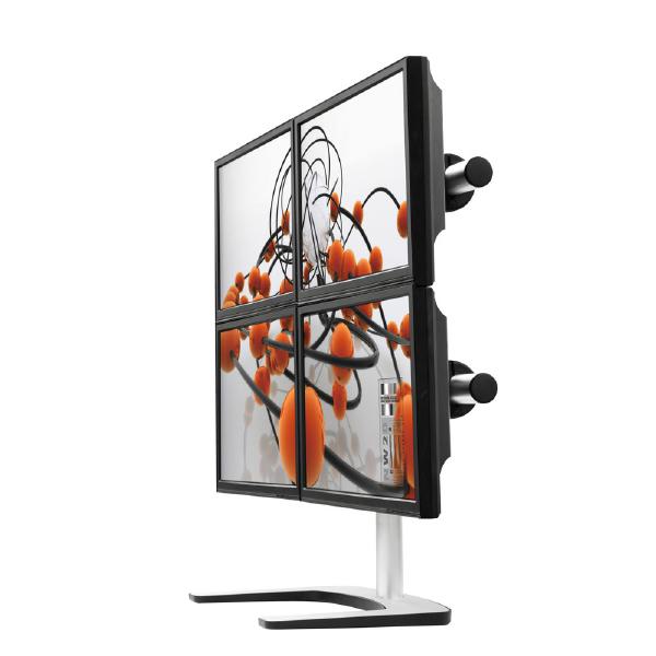 Atdec VFS-Q Quad or Triple Freestanding Mount, For Displays 24&quot; - 32&quot;, Max Load: 8kg (Flat) 6kg (Curved), Polished Silver, 10 Year Warranty