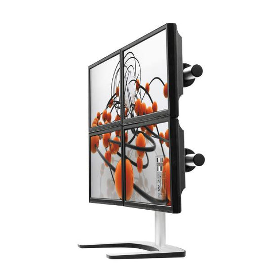 Atdec VFS-Q Quad or Triple Freestanding Mount, For Displays 24&quot; - 32&quot;, Max Load: 8kg (Flat) 6kg (Curved), Polished Silver, 10 Year Warranty