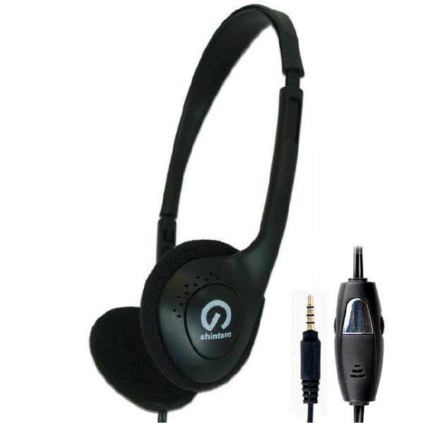 Shintaro Lightweight Headset w/ Inline Microphone, Adjustable Headband, 3.5mm Combo Jack, and In-line Volume Control, Ideal for Phones, PCs, Tablets