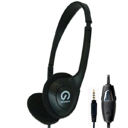 Shintaro Lightweight Headset w/ Inline Microphone, Adjustable Headband, 3.5mm Combo Jack, and In-line Volume Control, Ideal for Phones, PCs, Tablets