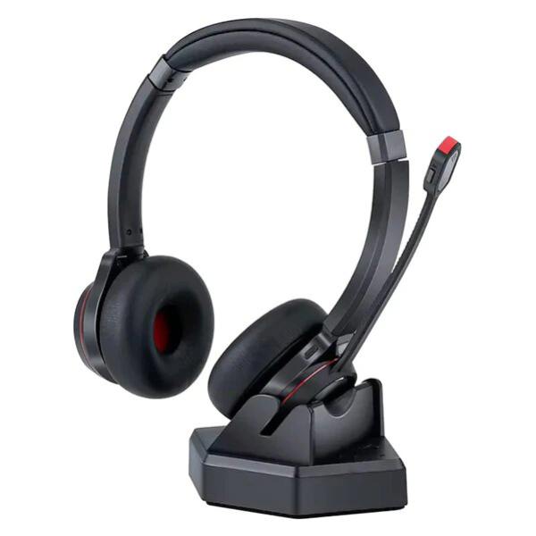 Shintaro Bluetooth Wireless Headset with Mic - Noise Cancelling, Dual Device Connectivity, 30m Range, 40 Hours Talk Time, with Charging Base