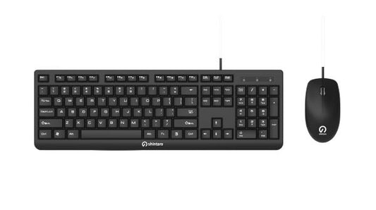 Shintaro Wired Keyboard &amp; Mouse Combo - Ergonomic Design, Spill-Resistant, USB Plug &amp; Play, Comfortable, Precision Tracking for Windows &amp; Mac