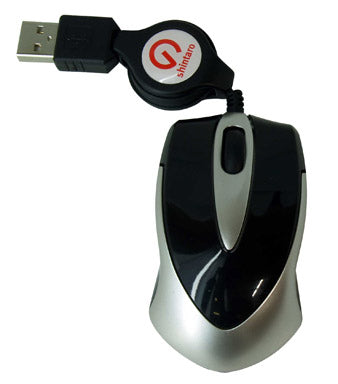 Shintaro Mini Optical Mouse with USB 2.0 &amp; Retractable Cable - Compact &amp; Ergonomic Design
