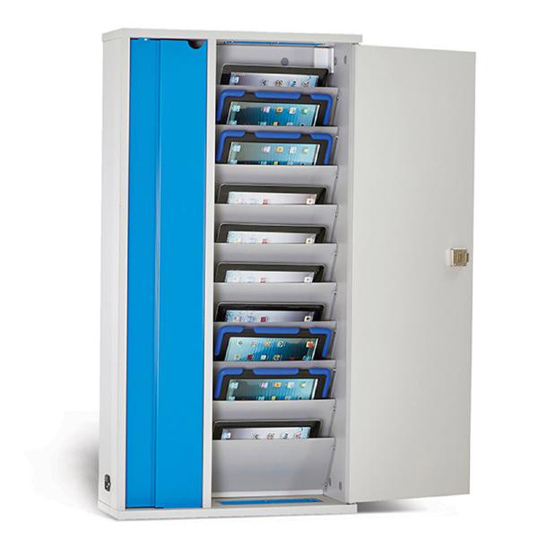 LapCabby Lyte 10 Wall for Tablets | 10-Device Wall Mounted AC Charging Cabinet for Tablets up to 11.8&quot; - Vertical