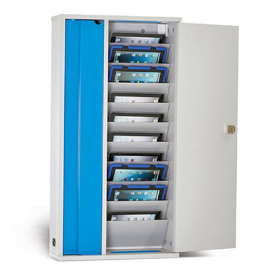 LapCabby Lyte 10 Wall for Tablets | 10-Device Wall Mounted AC Charging Cabinet for Tablets up to 11.8&quot; - Vertical