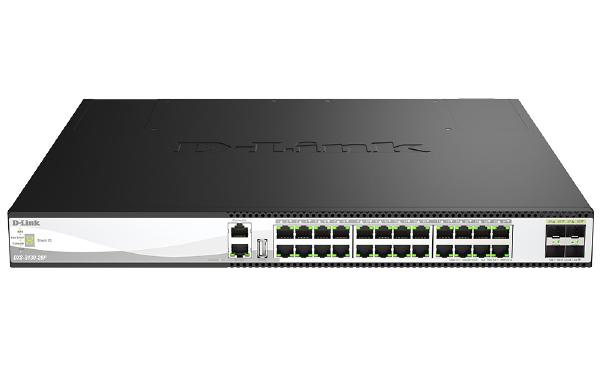 D-Link DXS-3130-28P, 28-Port Managed Switch with 24 10G/MultiGig PoE (60W)  and 4 (25G) SFP28 Ports, 790W