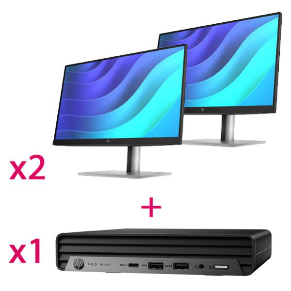 HP Pro Mini 400 G9 -B27SWPT- Intel i5-14500T / 16GB 4800MHz / 512GB SSD / W11P / 3-3-3 + Dual Monitor Bundle 2x 6N4E8AA