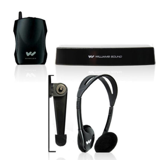Williams AV IRSY1 Small Area Infrared, Mono, folding headphone with 3.5mm plug, 39&quot; Cord, Transmitter &amp; Receiver included
