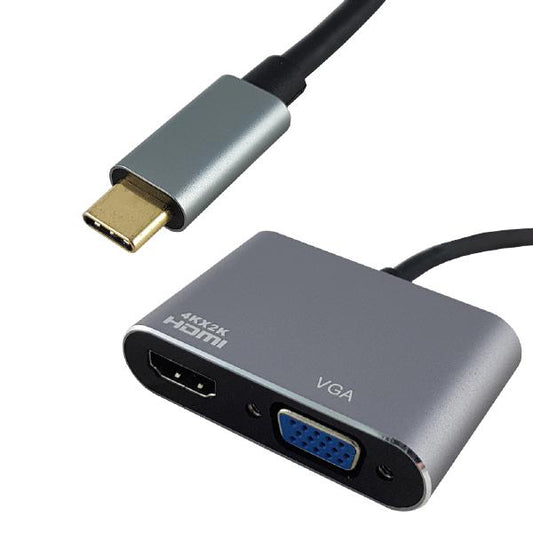 Shintaro USB-C to 4K HDMI &amp; 1080P VGA Hub - Connect USB-C PCs to Monitors/TVs - Supports 4K@60Hz &amp; 1080P Display