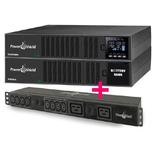 PowerShield PSCERT6000L Centurion 6000VA/6000W &amp; PSRTBB16 Battery Bank, PSPDU6K PDU &amp; 2x PSRK Rail Kits