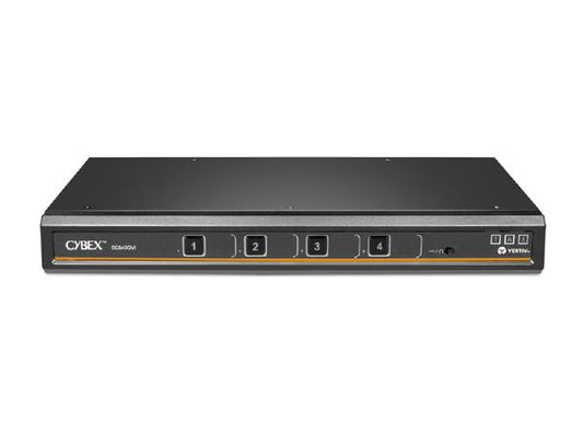 Vertiv Avocent Cyber Secure Universal DP/H KVM Switch 4-Port Single Display, PP4.0 compliant. Power Supply Included