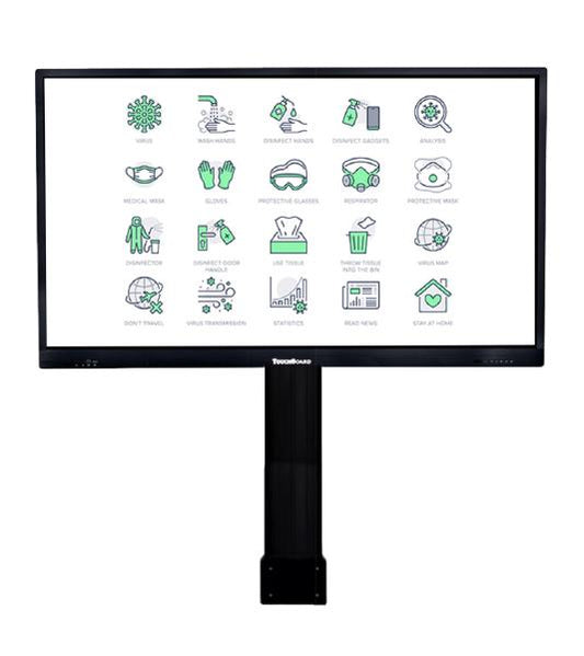 TouchBoard Wall Mount Height Adjustable Motorised Centre Lift System. VESA to 1200 x 600mm. Supports panels up to 136kg. Black.
