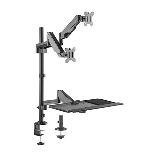 Brateck Gas Spring Sit-Stand Workstation Dual Monitors Mount Fit Most 17'-32' Moniters Up to 8kg per screen, 360Â° Screen Rotation (LS)