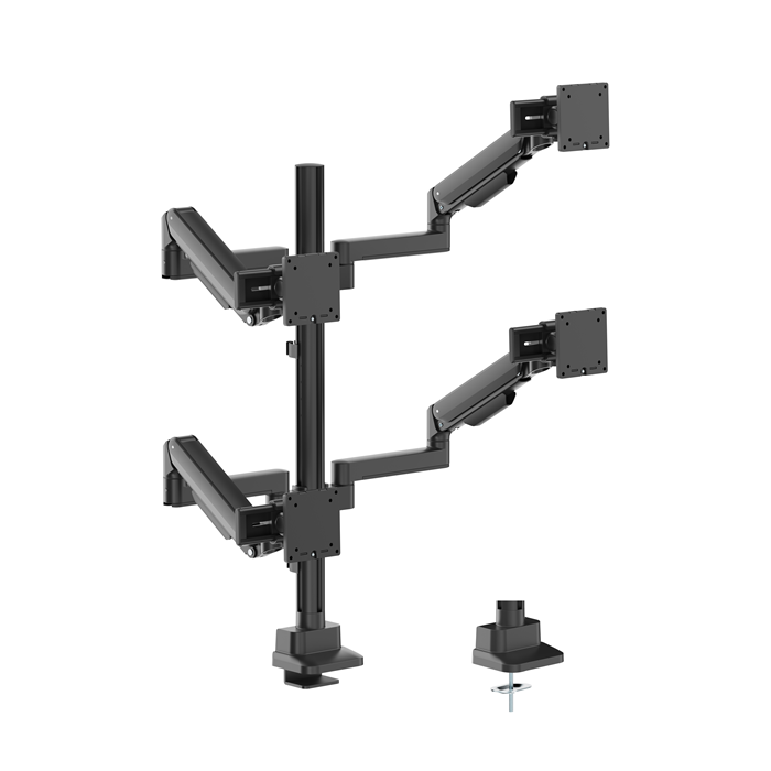 Brateck Modular Mechanical Spring Quad Monitor Arm with Sliders, from 17'-40'