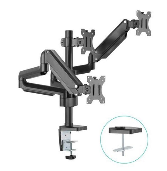 mbeatÂ® activiva ErgoLife Triple Monitor Screen Gas Spring Monitor Arm Support Monitor Types: Flat screen and curved screen Screen Size: 17'-27'