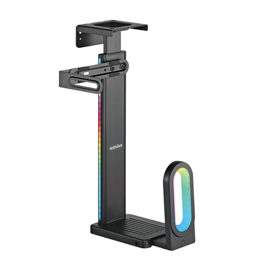 mbeatÂ® activiva RGB Ultra-Wide Adjustable Wall & Under-Desk Gaming PC Mount Heavy-Duty Weight Capacity 20kg