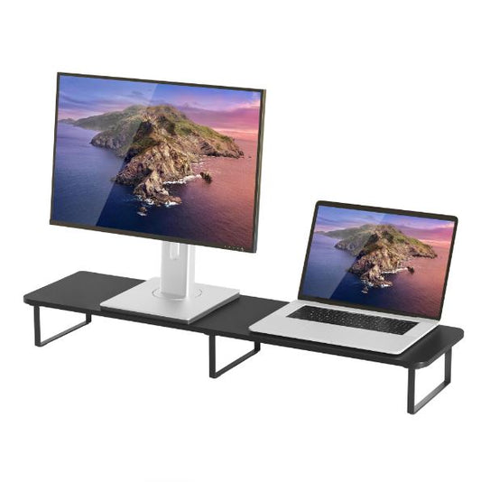 mbeatÂ® activiva Black Dual Monitor Riser Dimensions:1000mm Ã— 260mm Ã— 122mm Fit Screen Size:13'~32' Package Weight:3.5kg