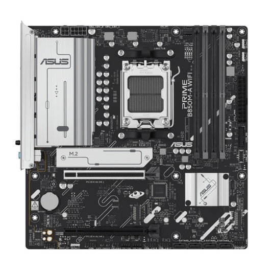 ASUS AMD B850M PRIME B850M-A WIFI-CSM (AM5) mATX Motherboard, DDR5, Max 256GB, 1 x PCIe 5.0 x16 slot, 4 x SATA
