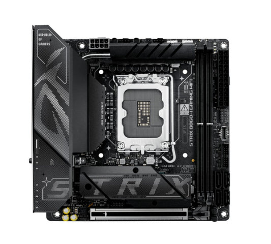 ASUS ROG STRIX B860-I GAMING WIFI LGA1851 Mini-ITX Motherboard 128GB, DDR5, 1 x PCIe 5.0,  2 x M.2 slots,  4 x SATA, WiFi 7, 1 x HDMI, 1 x DP