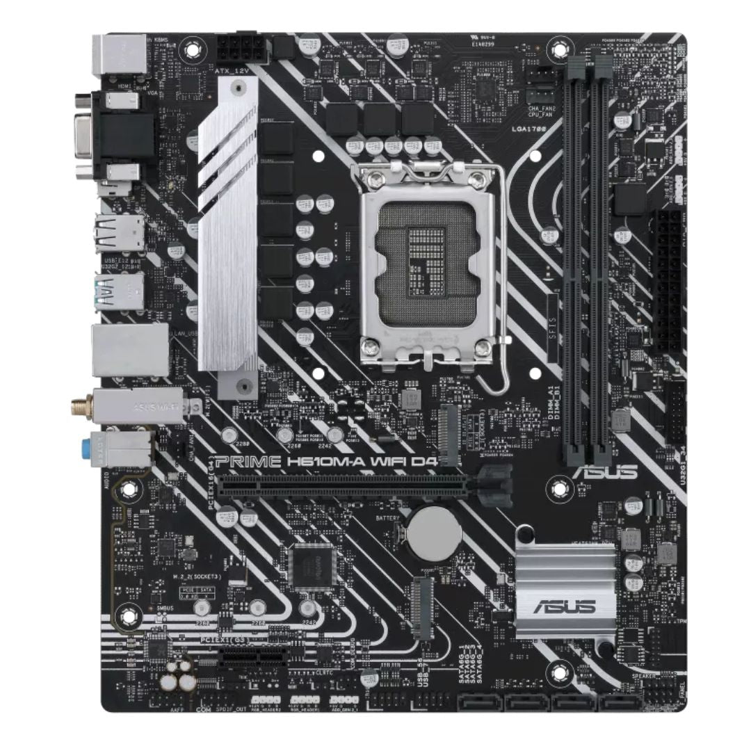 ASUS H610M PRIME H610M-A WIFI D4 Intel LGA 1700  mATX Motherboard, DDR4 64GB PCIe4.0, Dual M.2 slots, Intel® 1 Gb Ethernet, WIFI 5, DisplayPort, HDM